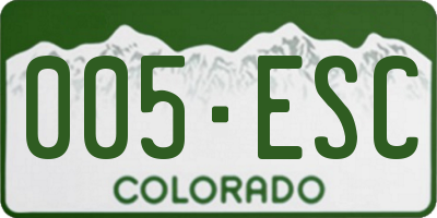 CO license plate 005ESC