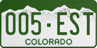 CO license plate 005EST