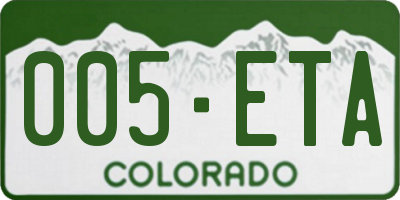 CO license plate 005ETA