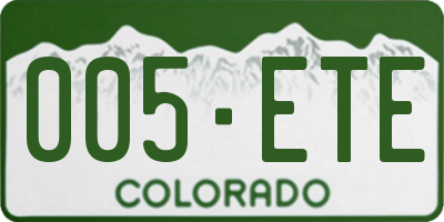 CO license plate 005ETE