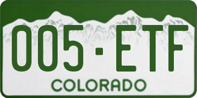 CO license plate 005ETF
