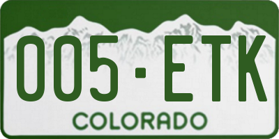 CO license plate 005ETK