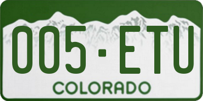 CO license plate 005ETU