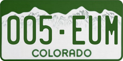 CO license plate 005EUM