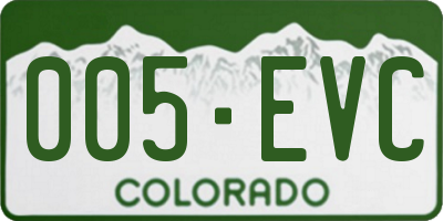CO license plate 005EVC