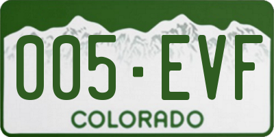 CO license plate 005EVF