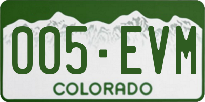 CO license plate 005EVM
