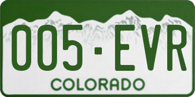 CO license plate 005EVR