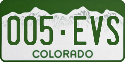 CO license plate 005EVS