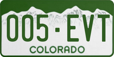 CO license plate 005EVT