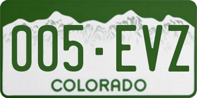 CO license plate 005EVZ