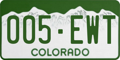 CO license plate 005EWT