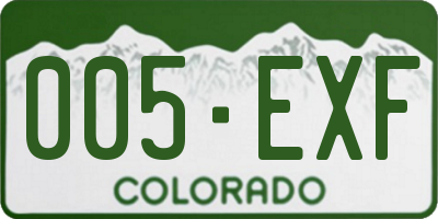 CO license plate 005EXF