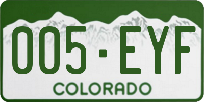 CO license plate 005EYF