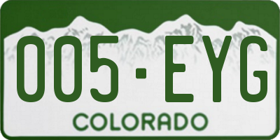 CO license plate 005EYG