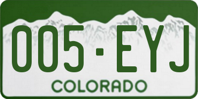 CO license plate 005EYJ