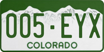 CO license plate 005EYX