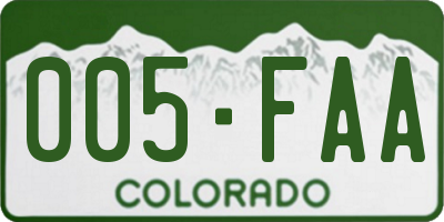 CO license plate 005FAA