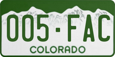 CO license plate 005FAC
