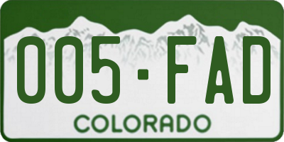 CO license plate 005FAD