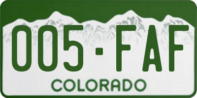 CO license plate 005FAF