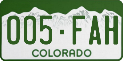 CO license plate 005FAH