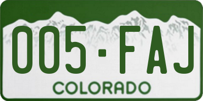 CO license plate 005FAJ