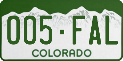 CO license plate 005FAL