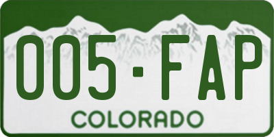 CO license plate 005FAP
