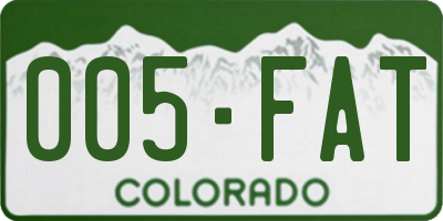 CO license plate 005FAT