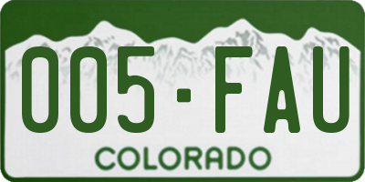 CO license plate 005FAU