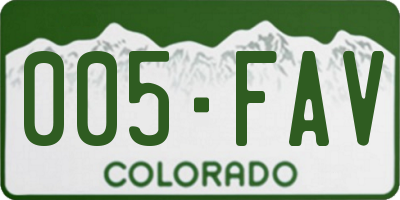 CO license plate 005FAV