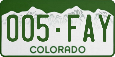 CO license plate 005FAY