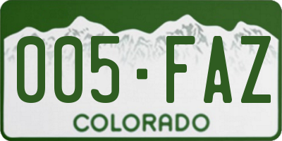 CO license plate 005FAZ