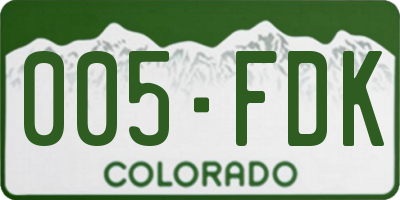 CO license plate 005FDK