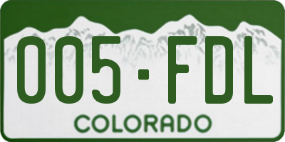 CO license plate 005FDL