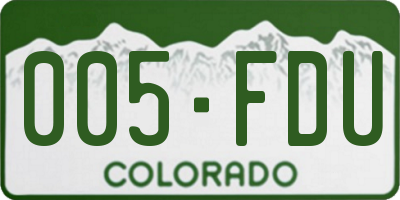 CO license plate 005FDU