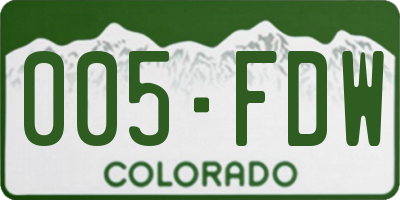 CO license plate 005FDW