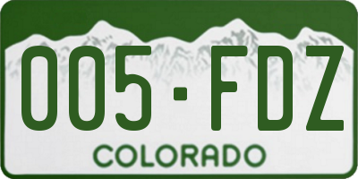 CO license plate 005FDZ
