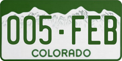 CO license plate 005FEB