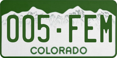 CO license plate 005FEM