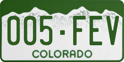 CO license plate 005FEV