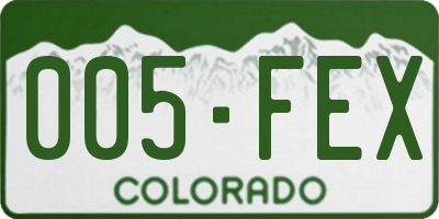 CO license plate 005FEX