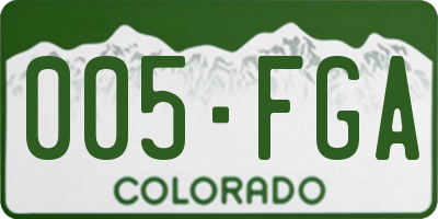 CO license plate 005FGA