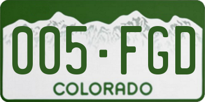 CO license plate 005FGD