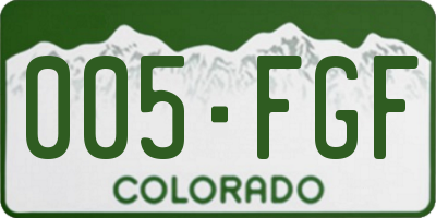 CO license plate 005FGF