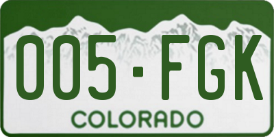 CO license plate 005FGK