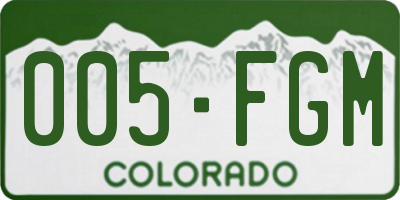 CO license plate 005FGM