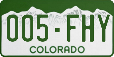 CO license plate 005FHY