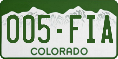 CO license plate 005FIA